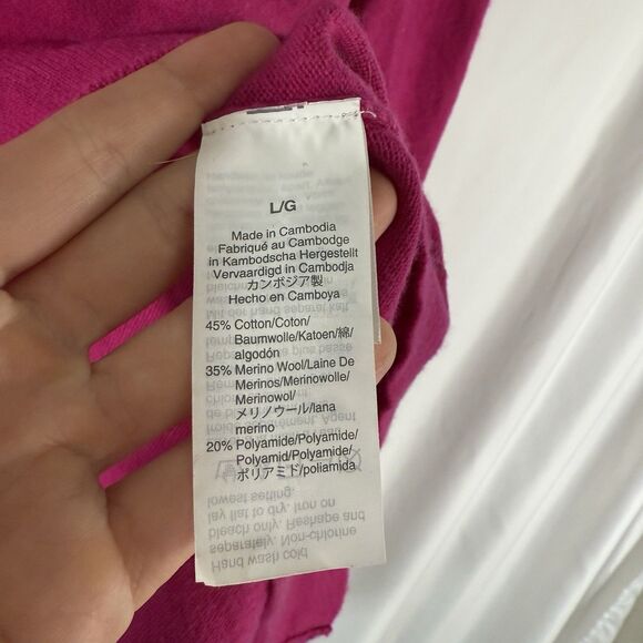 J. Crew Sweater Women's Large Pink Merino Wool Blend Long Sleeve Pullover - Picture 9 of 16